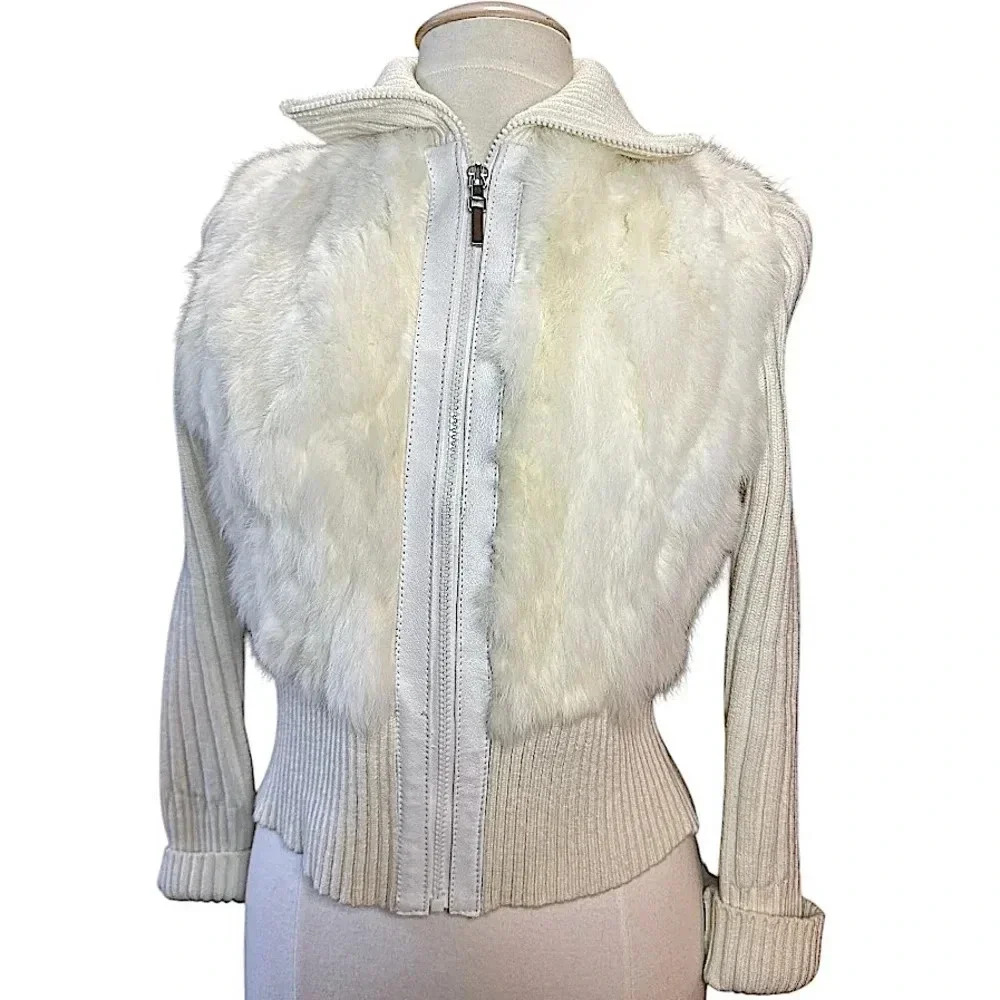 Elegant White Faux Fur Women's Jacket